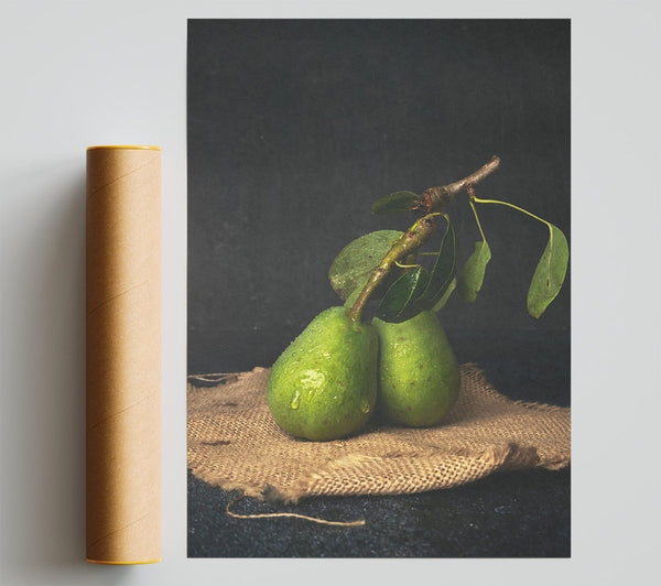 Green Pears On Burlap