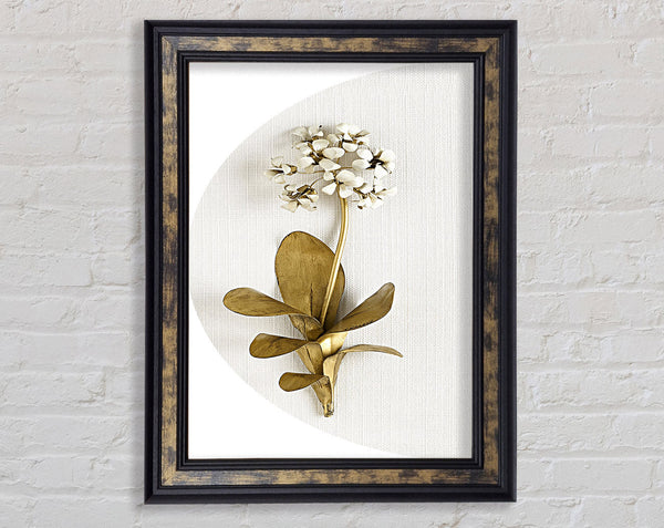 Gold And Walnut Flower On Grey And Walnut