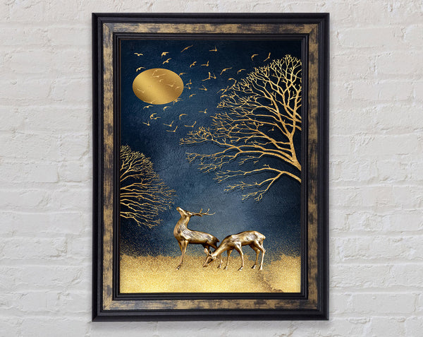 Gold Deer Night Birds