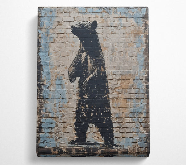 Black Bear On Brick Wall