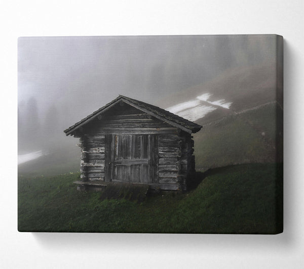 Grey Cabin In Mist.