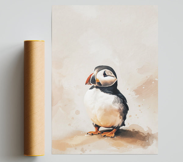 Beige Puffin Portrait