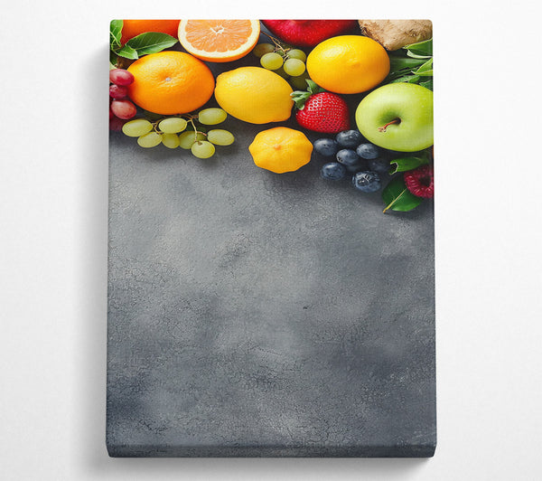 Grey Still Life With Fruit