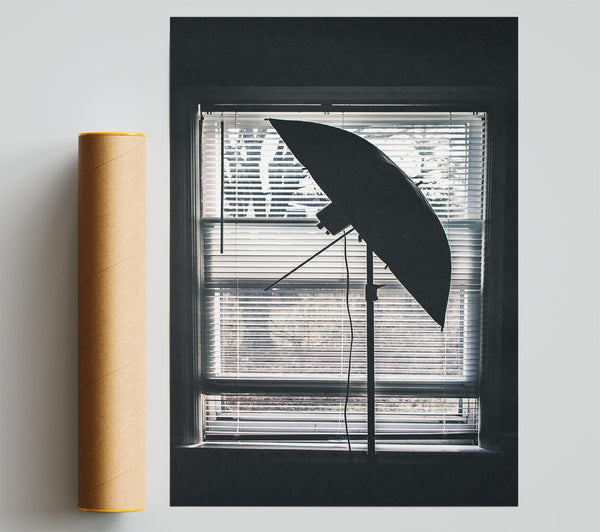 Black Umbrella At The Window