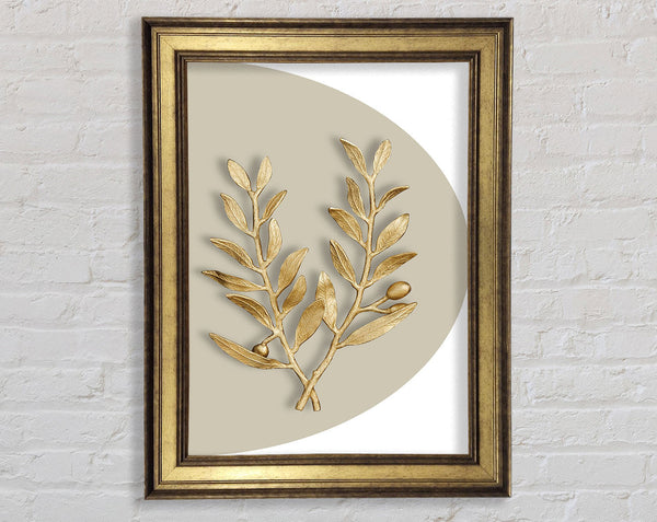 Gold Leaves On Beige And White