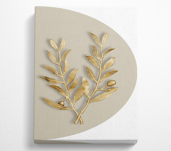 Gold Leaves On Beige And White