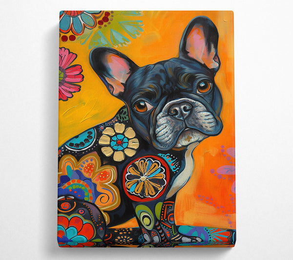 Orange French Bulldog Flowers