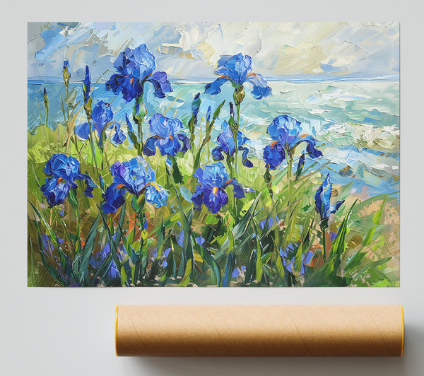 Azure Irises By The Sea