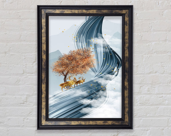 Gold Reindeer Tree Wave