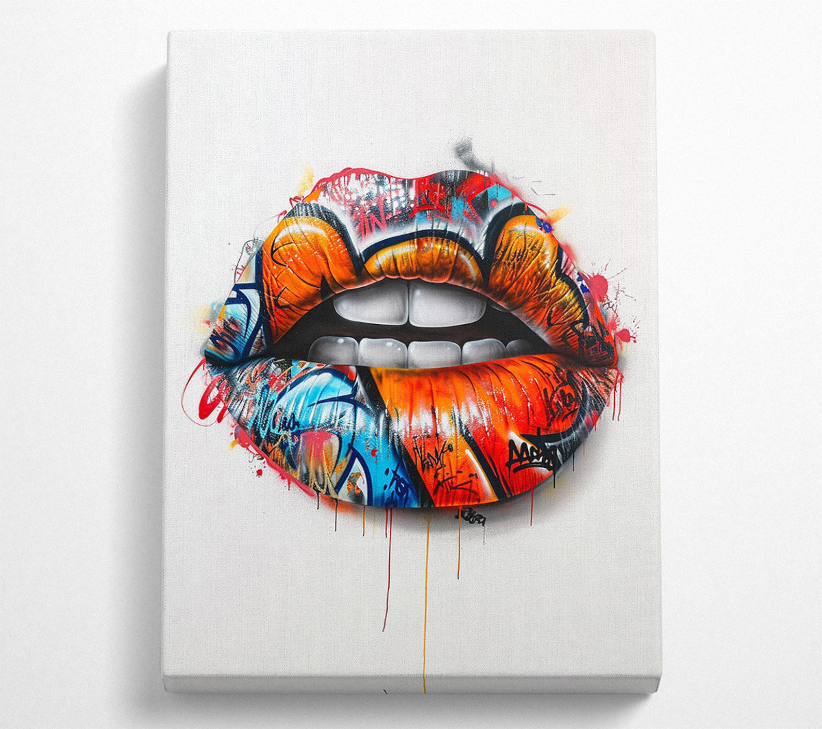 Vibrant Graffiti Lips Canvas Art - Bold Wall Décor – Wallart-Direct