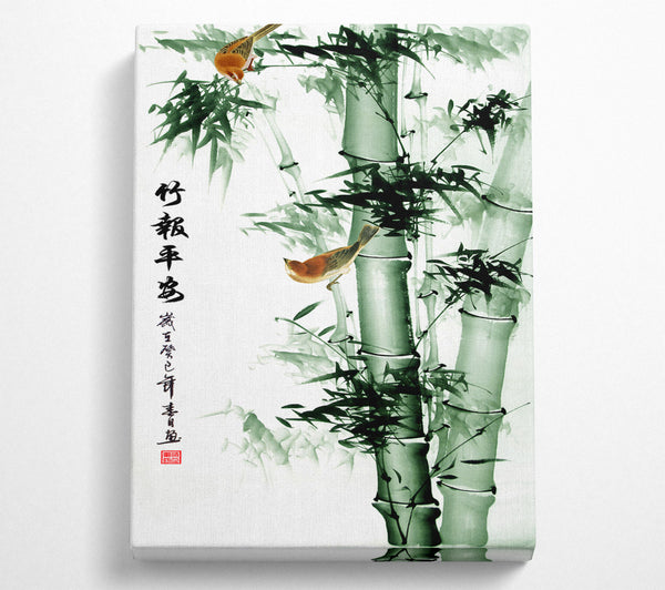 Green Bamboo With Birds