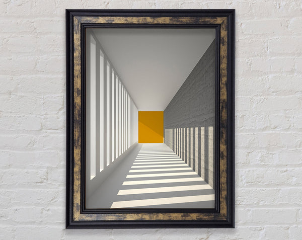 Grey Corridor With Gold Block