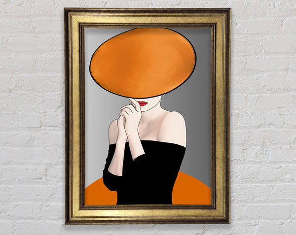 Lady In Orange Hat Wearing White Dress