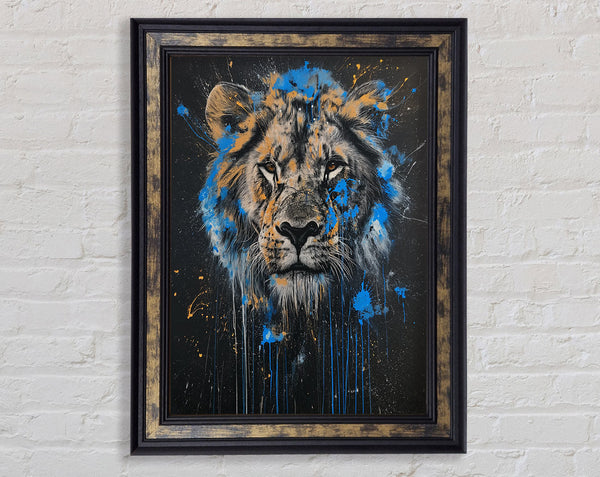 Lion Distressed Graffiti Blue