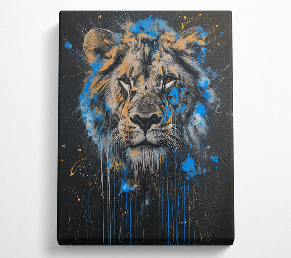 Lion Distressed Graffiti Blue