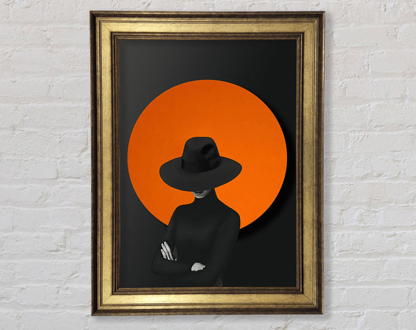 Orange Circle  Lady In White Hat