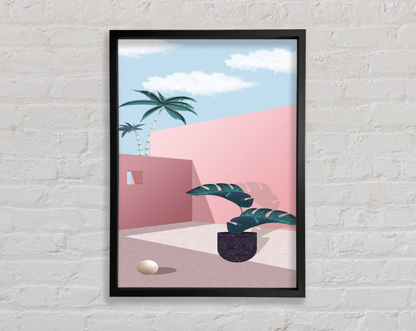 Pink Walls And Palm Tree