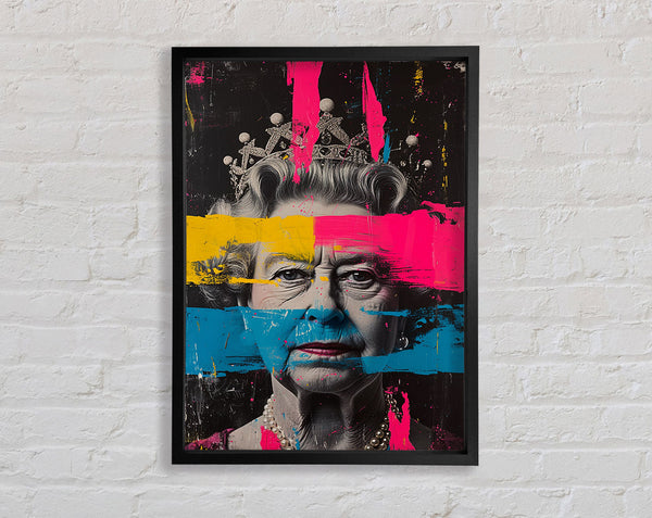 Queen Elizabeth Pink Yellow Blue Graffiti