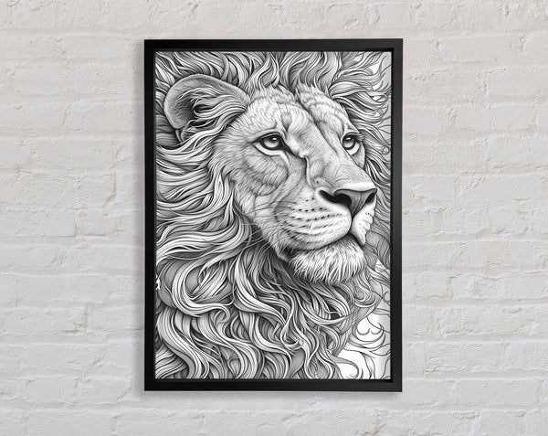 Realistic Line Lion