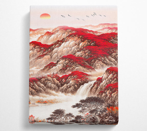 Red Trees On Mountains