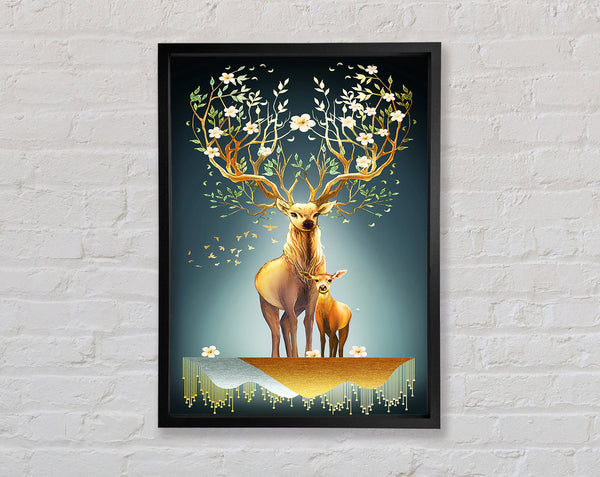 Stag Mother And Child