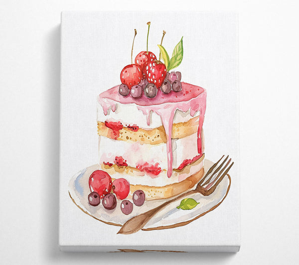 Watercolour Cake And Fruit