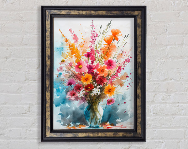 Watercolour Flowers In A Vase