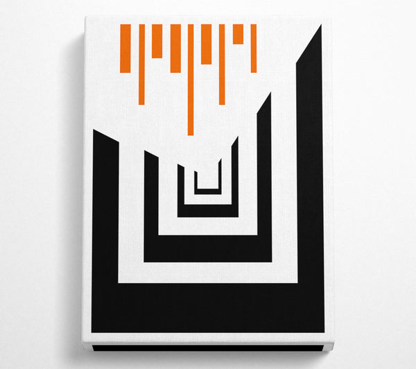 White And Black Shapes With Orange Lines