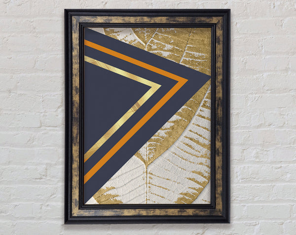 Walnut And Gold Leaf Pattern With Abstract Triangles