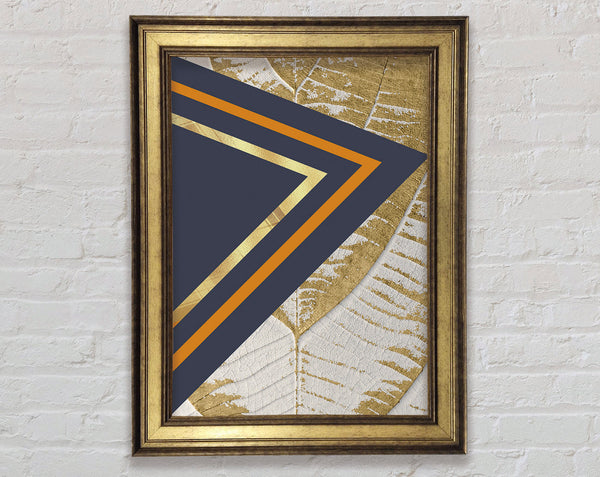 White And Gold Leaf Pattern With Abstract Triangles