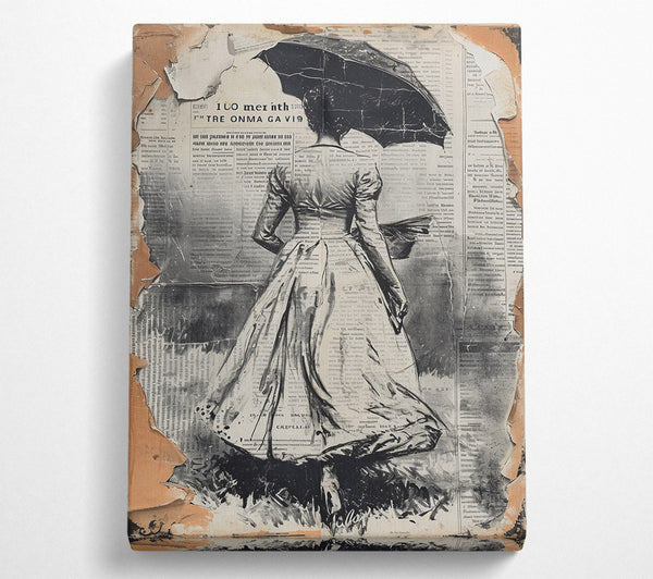 Woman With Umbrella Newspaper