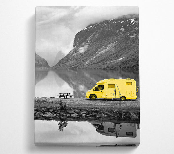 Yellow Campervan At Grey Lake