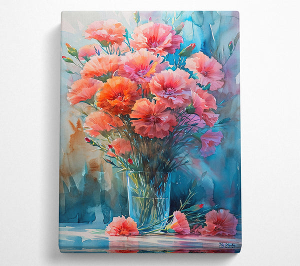 Carnations In A Glass Vase