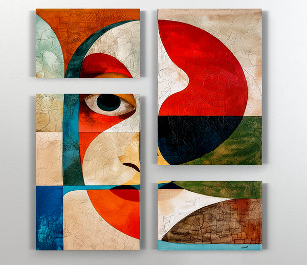 Mid Century Abstract Face Shapes