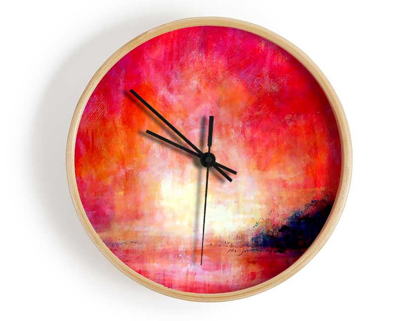 Abstract Pink River Clock - Wallart-Direct UK