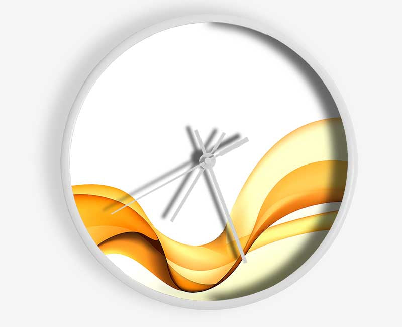 Golden Yellow Wave Clock - Wallart-Direct UK