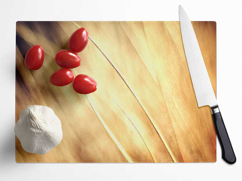 Autumn Grass Glass Chopping Board