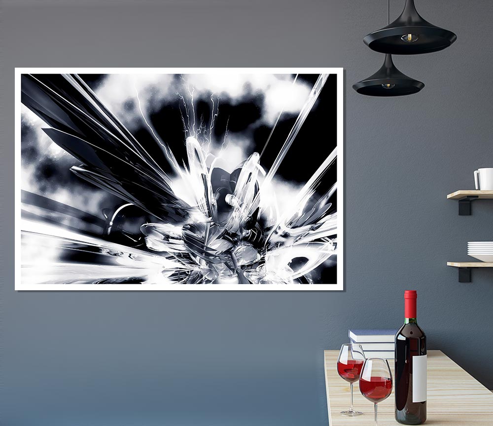 Black N White Explosive Print Poster Wall Art