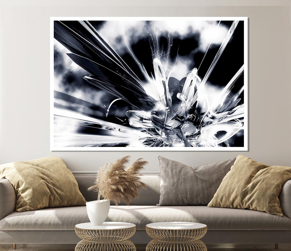 Black N White Explosive Print Poster Wall Art