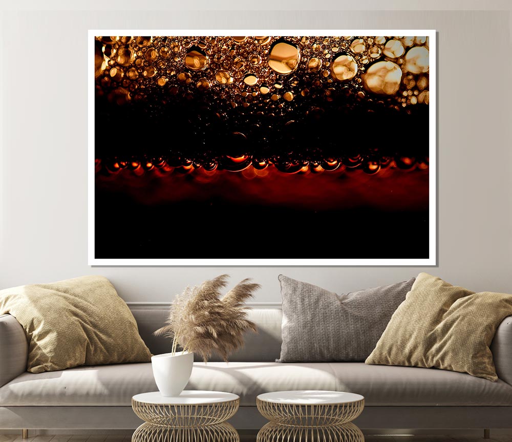 Black Beer Bubbles Print Poster Wall Art