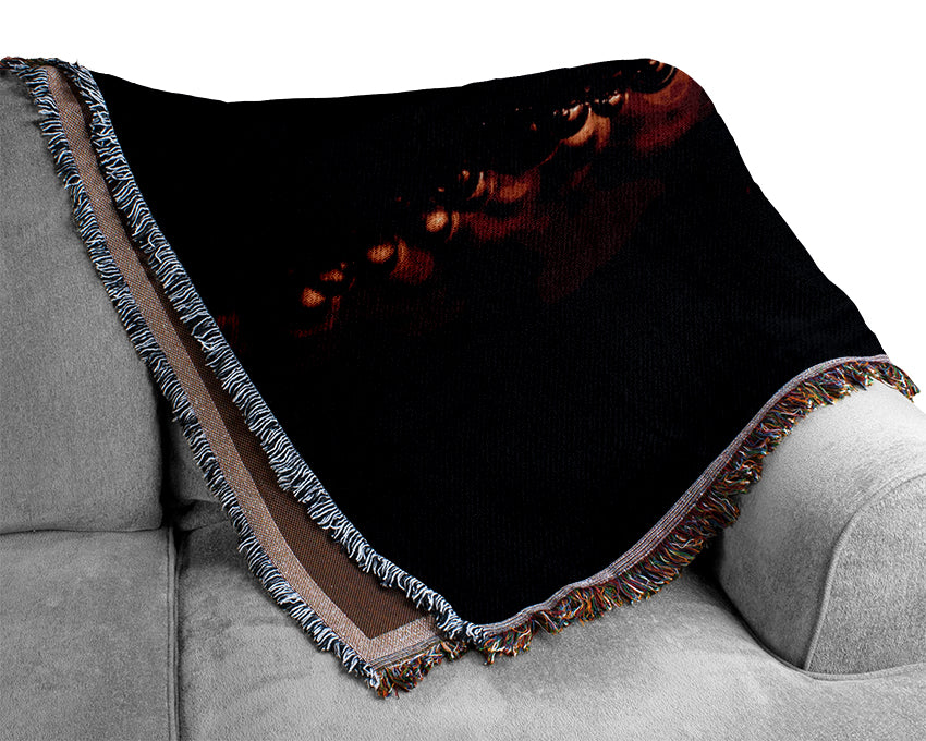 Black Beer Bubbles Woven Blanket