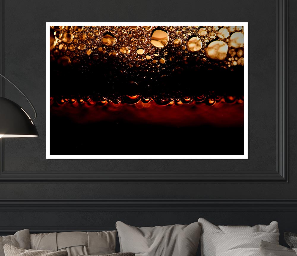 Black Beer Bubbles Print Poster Wall Art