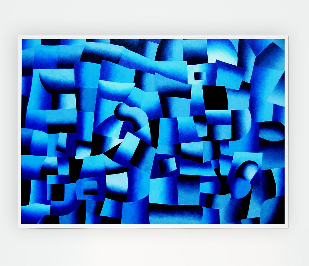 Blue Confusion Print Poster Wall Art