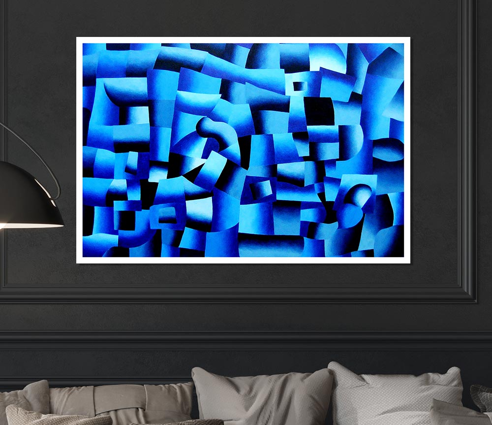 Blue Confusion Print Poster Wall Art