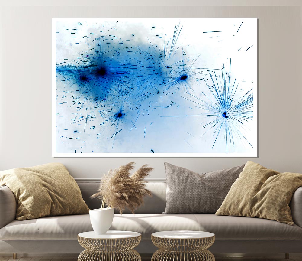 Blue Fireworks Print Poster Wall Art