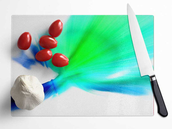 Blue Green Celebration Glass Chopping Board