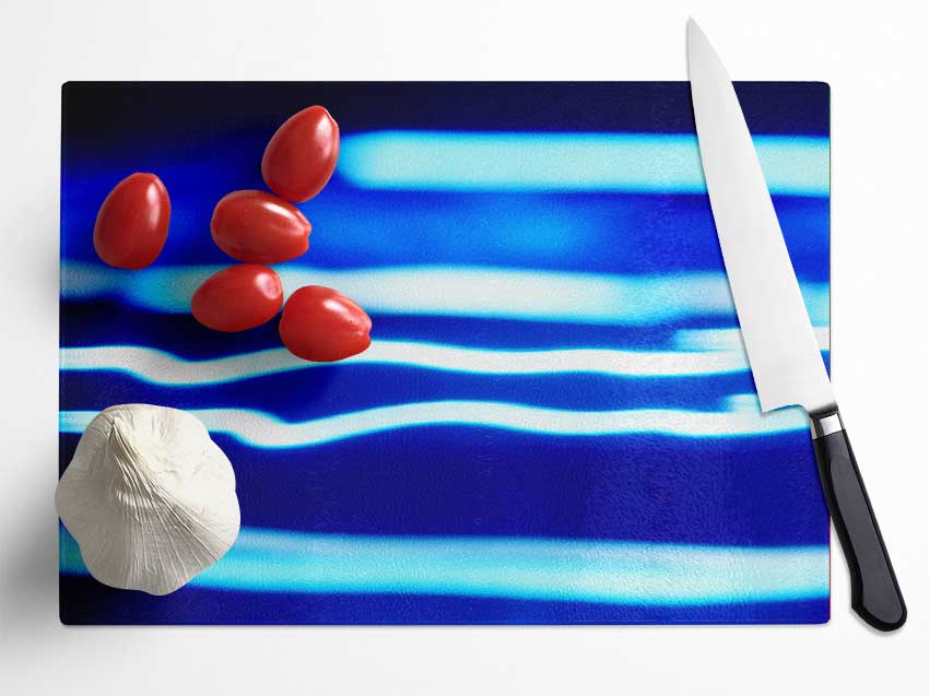 Blue Ripples Of Light Glass Chopping Board