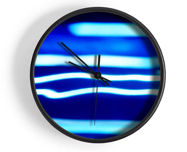 Blue Ripples Of Light Clock - Wallart-Direct UK