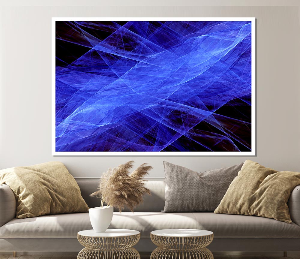 Blue Sound Wave Print Poster Wall Art