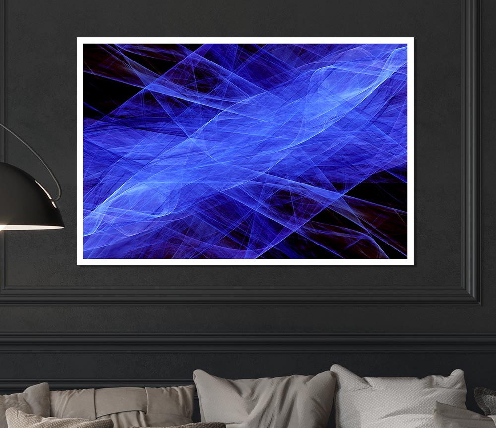 Blue Sound Wave Print Poster Wall Art